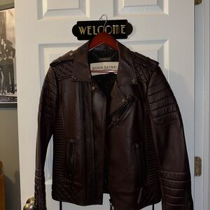 Boda Skins Men's Maroon Leather Bomber Jacket Kay Michaels
